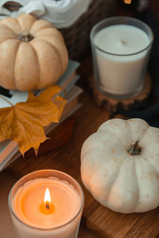 Autumn Leaves Pumpkins and Candles